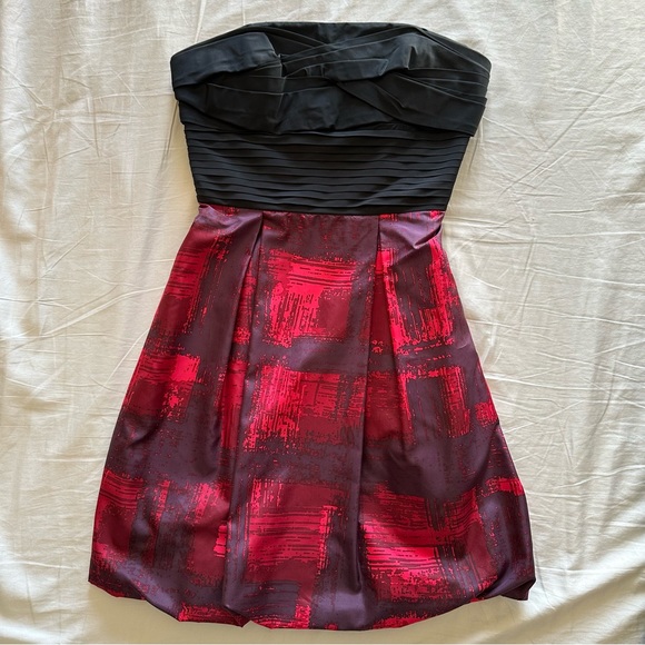 BCBGMAXAZRIA Red and Black Bubble Balloon Dress Size 0 - Picture 1 of 5